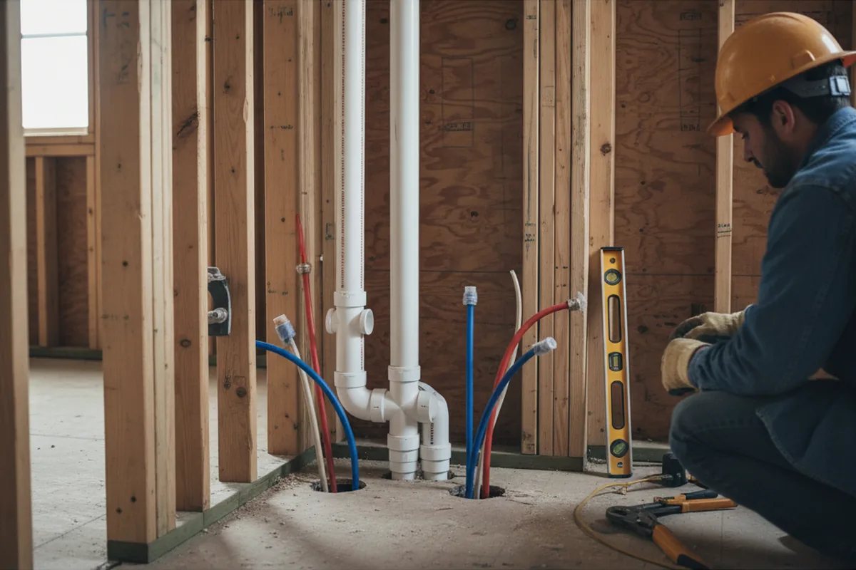 Drain and supply rough-in during Leak Detection in Pelzer