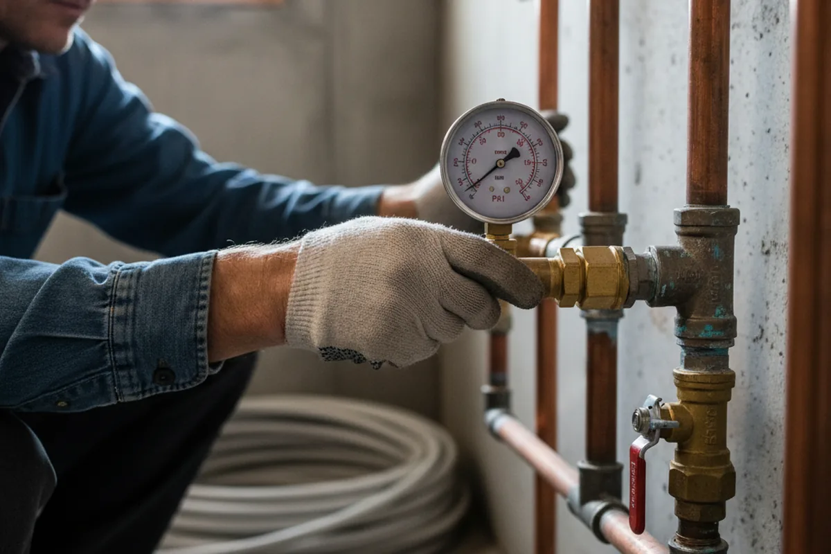 Pressure testing a repaired line during Water Line Repair in Pelzer